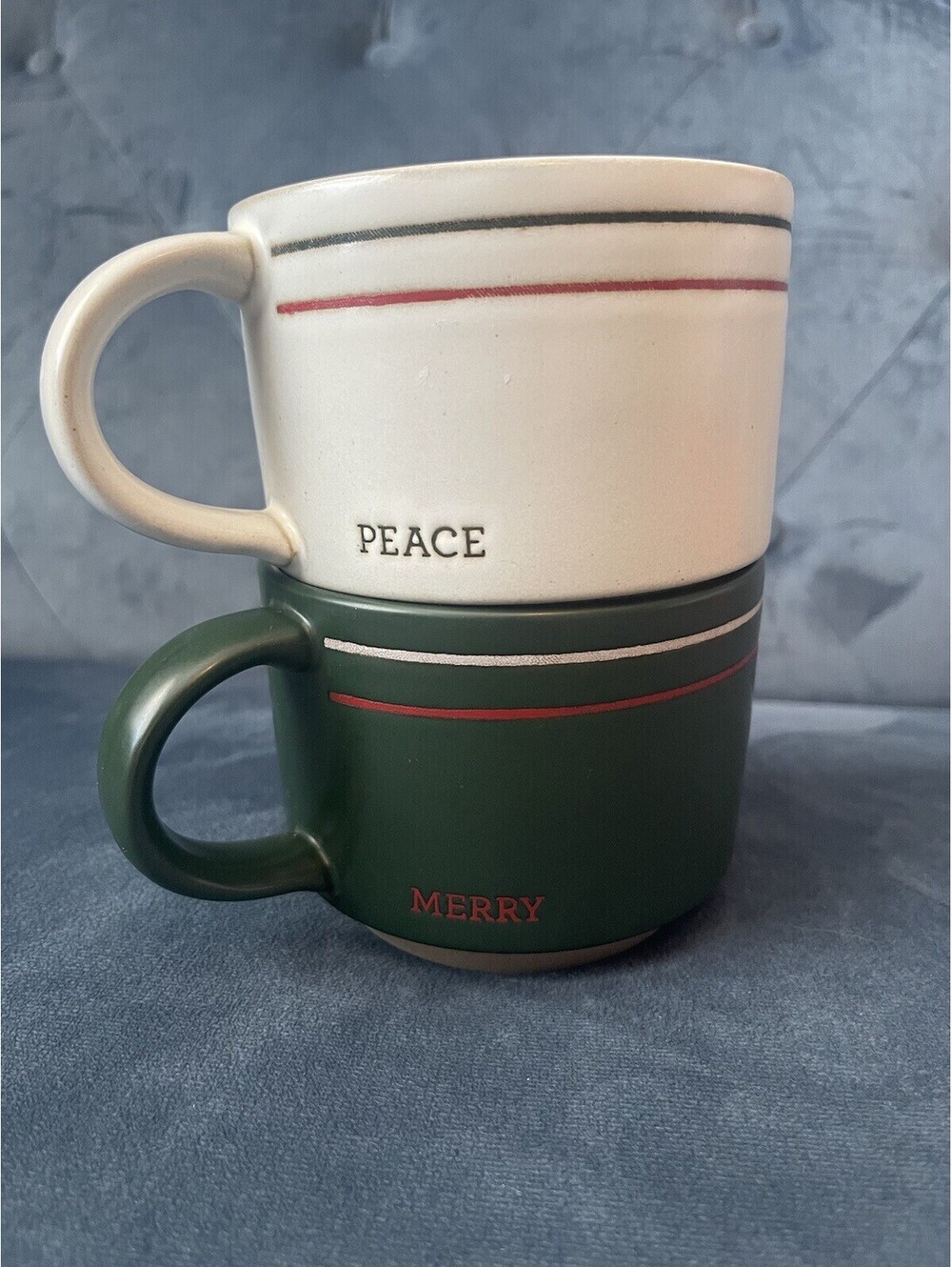 Magnolia Hearth & Hand Merry Christmas Stoneware Coffee Mugs Cups MUG SET Peace